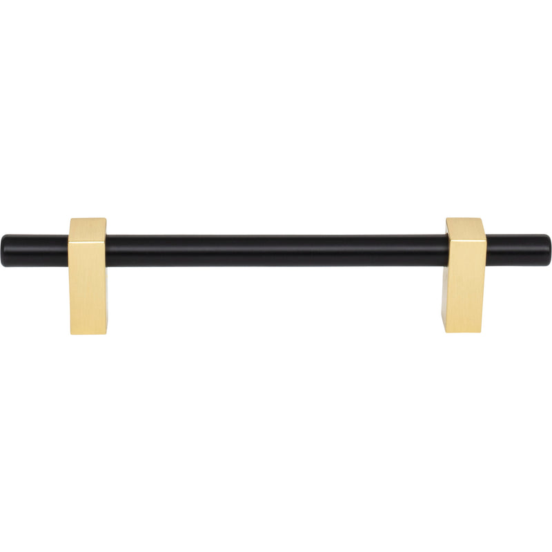 128 mm Center-to-Center Matte Black with Brushed Gold Larkin Cabinet Bar Pull