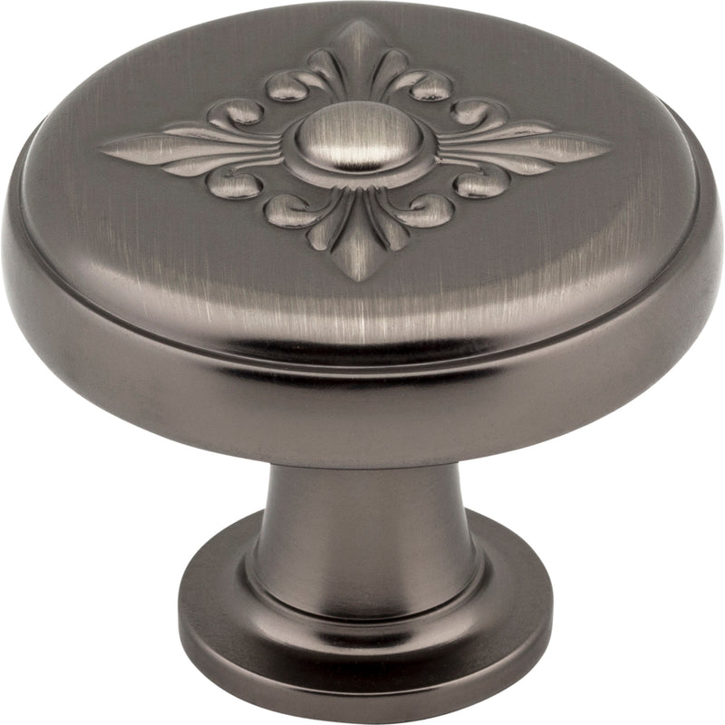 1-3/8" Diameter Brushed Pewter Baroque Lafayette Cabinet Knob