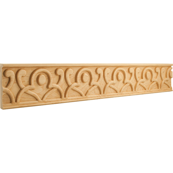 7/8" D x 4" H Maple Geometric Hand Carved Moulding