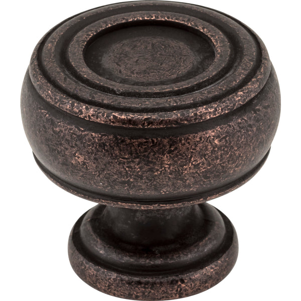 1-3/16" Diameter Distressed Oil Rubbed Bronze Barrel Bremen 2 Cabinet Knob