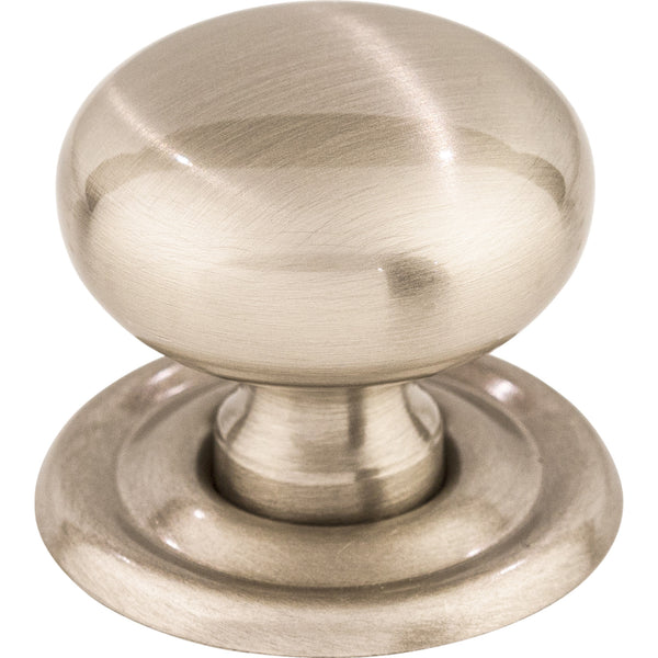 Victoria Knob 1 1/4 Inch w/Backplate Brushed Satin Nickel