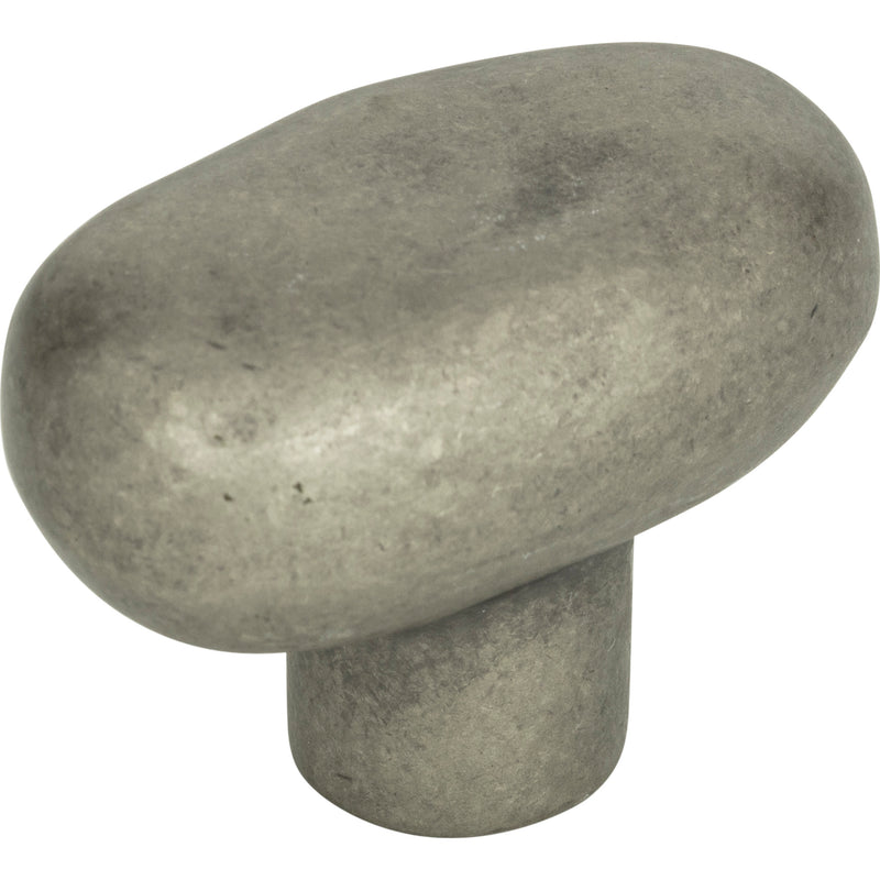 Distressed Oval Knob 1 11/16 Inch Pewter