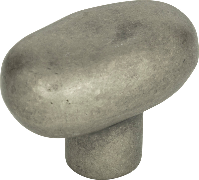 Distressed Oval Knob 1 11/16 Inch Pewter