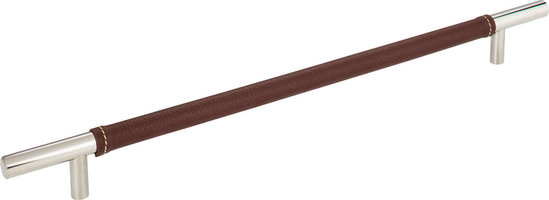 Zanzibar Brown Leather Pull 11 5/16 Inch (c-c) Polished Chrome