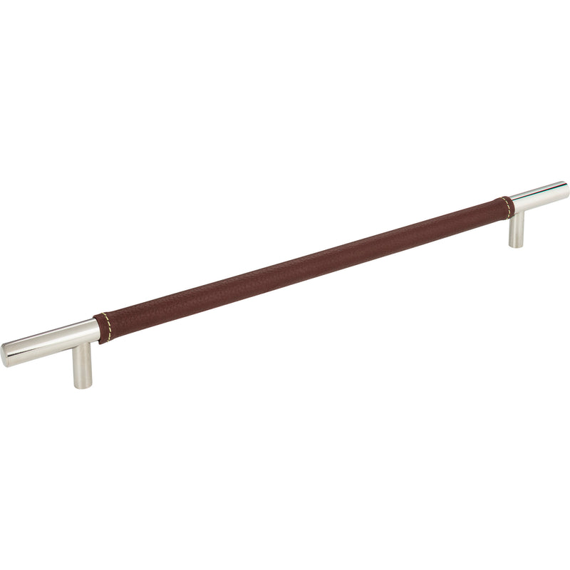 Zanzibar Brown Leather Pull 11 5/16 Inch (c-c) Polished Chrome