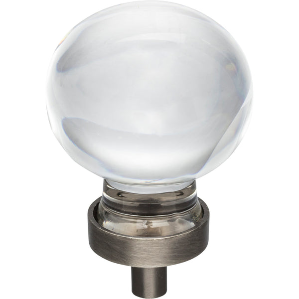 1-3/8" Diameter Brushed Pewter Sphere Glass Harlow Cabinet Knob