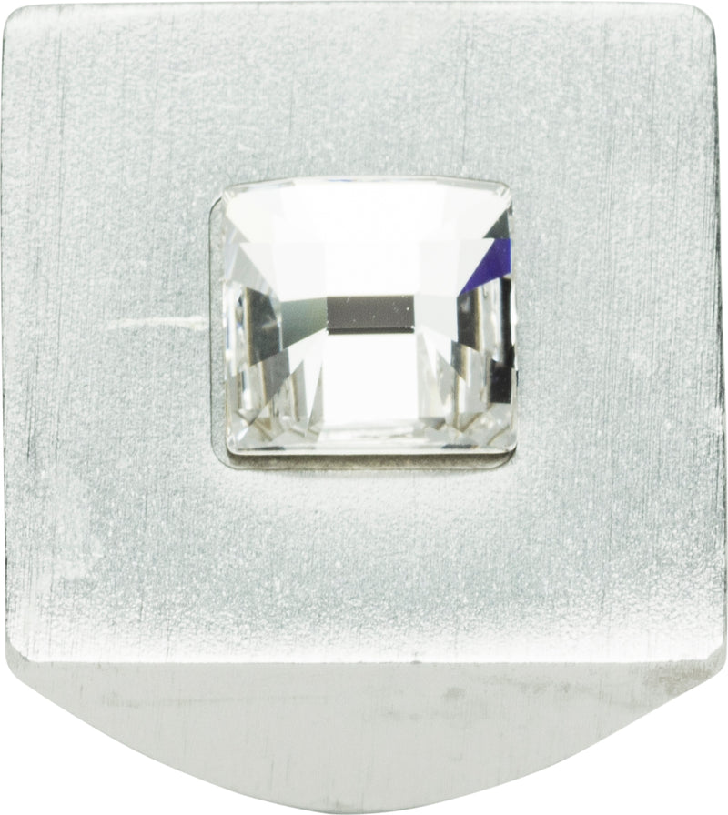 Crystal Square Knob 1 Inch Matte Chrome