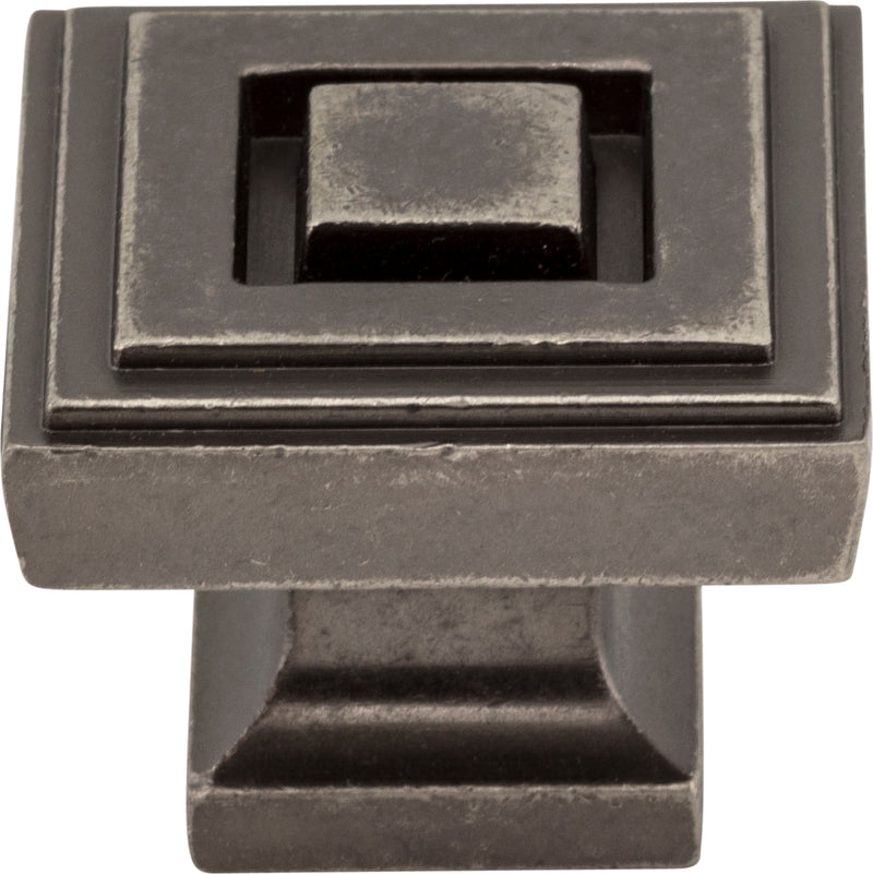 1-1/4" Overall Length Distressed Pewter Square Delmar Cabinet Knob