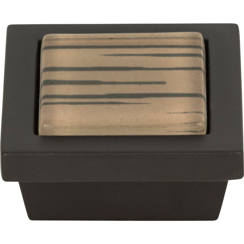 Spa Brown Tiger Square Knob 1 3/8 Inch Aged Bronze