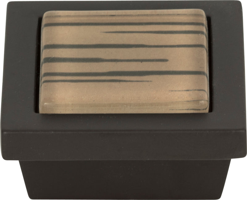 Spa Brown Tiger Square Knob 1 3/8 Inch Aged Bronze