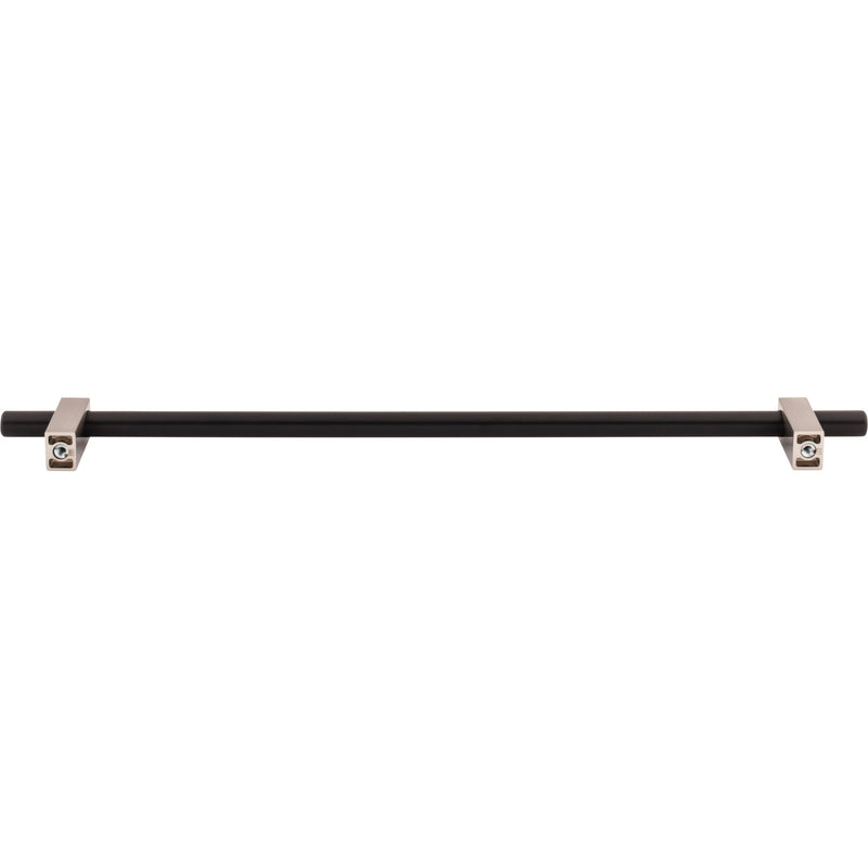 305 mm Center-to-Center Matte Black with Satin Nickel Larkin Cabinet Bar Pull