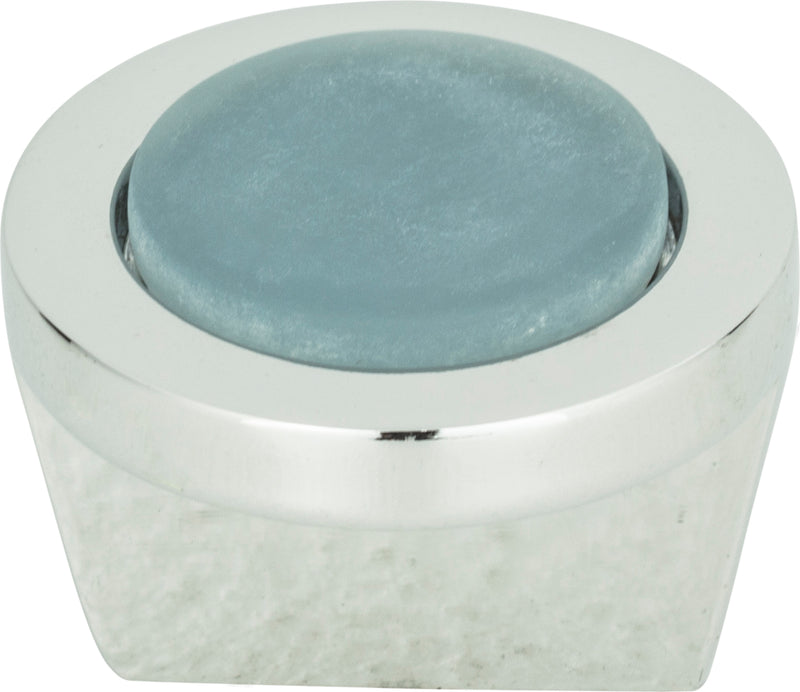 Spa Blue Round Knob 1 1/4 Inch Polished Chrome