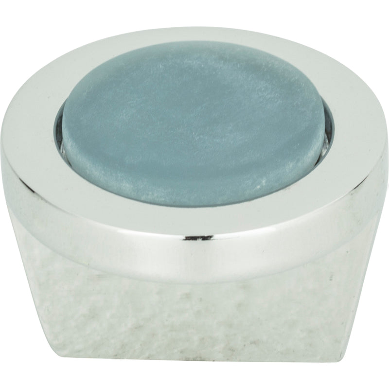 Spa Blue Round Knob 1 1/4 Inch Polished Chrome