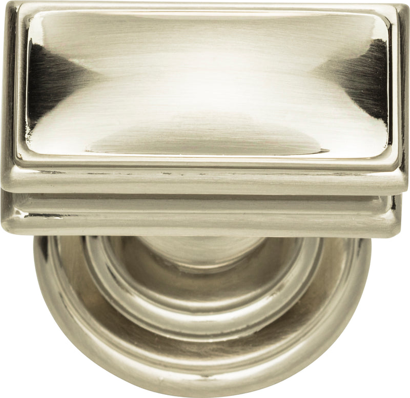 Campaign Rectangle Knob 1 1/2 Inch Brushed Nickel