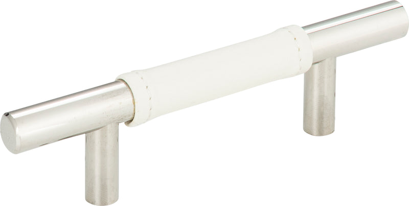 Zanzibar White Leather Pull 3 Inch (c-c) Polished Chrome