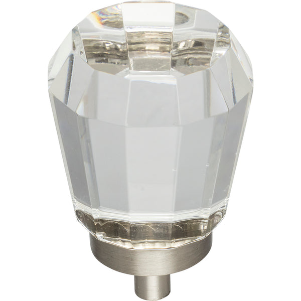 1-1/4" Overall Length Satin Nickel Faceted Glass Harlow Cabinet Knob