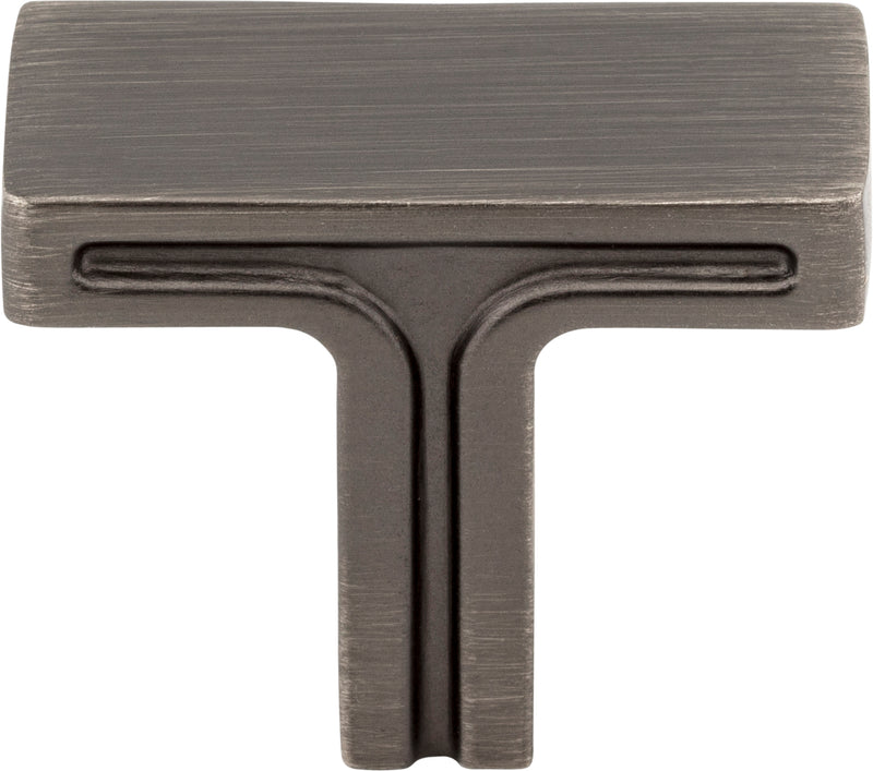 1-3/8" Overall Length Brushed Pewter Rectangle Anwick Cabinet Knob