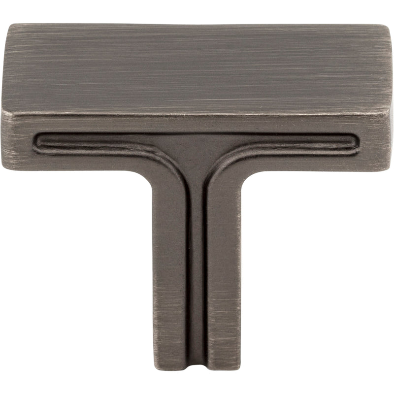 1-3/8" Overall Length Brushed Pewter Rectangle Anwick Cabinet Knob