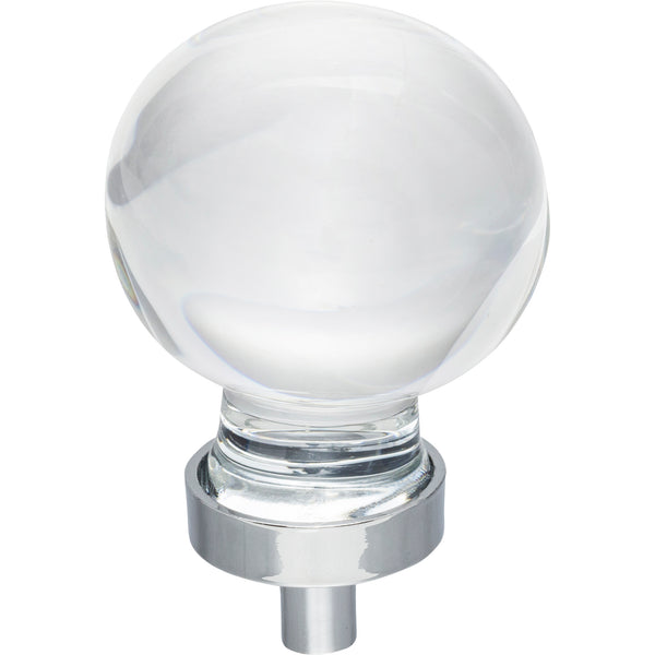 1-3/8" Diameter Polished Chrome Sphere Glass Harlow Cabinet Knob