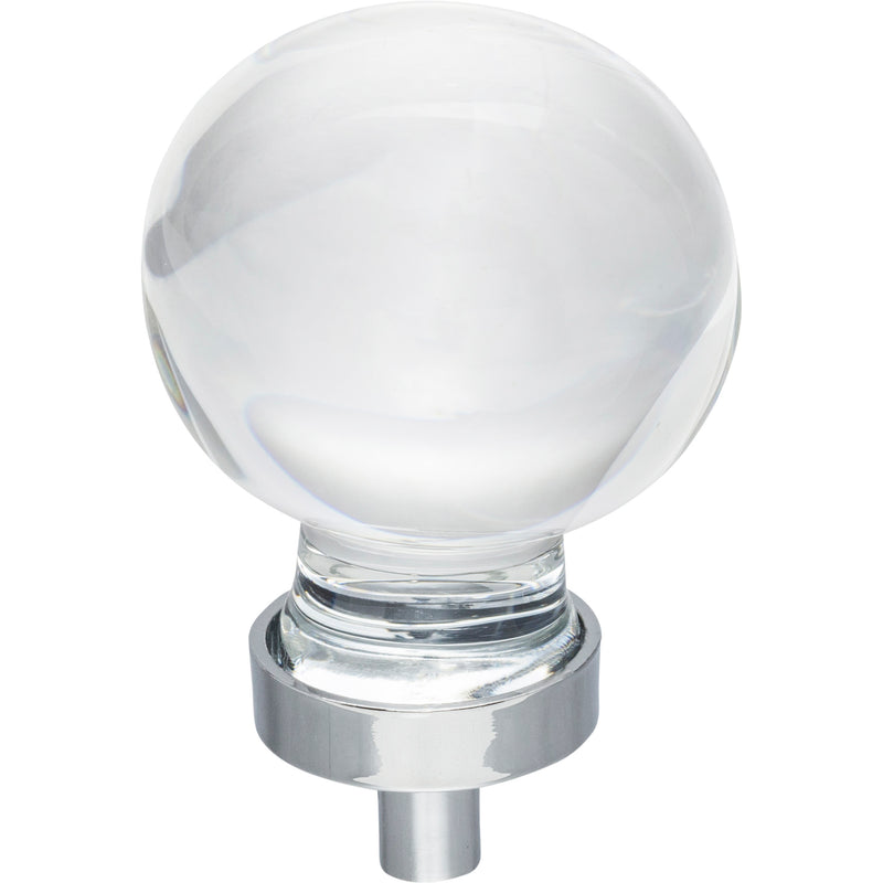1-3/8" Diameter Polished Chrome Sphere Glass Harlow Cabinet Knob
