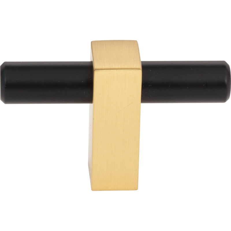 2-3/8" Overall Length Matte Black with Brushed Gold Larkin "T" Knob