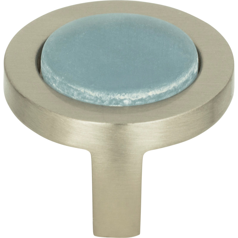 Spa Blue Round Knob 1 1/4 Inch Brushed Nickel