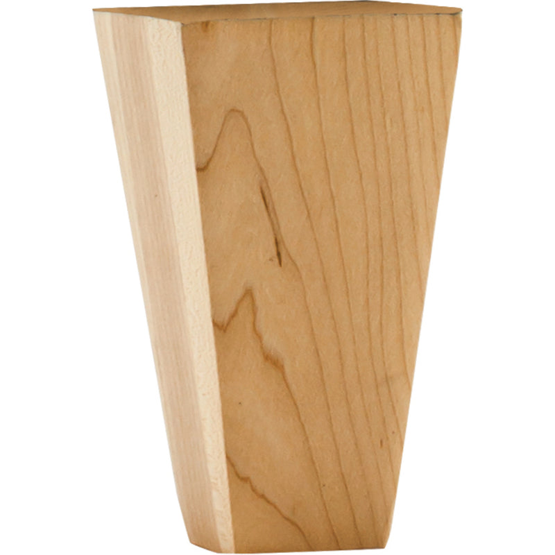 2-1/4" W x 2-1/4" D x 4" H Rubberwood Square Tapered Shaker Bun Foot