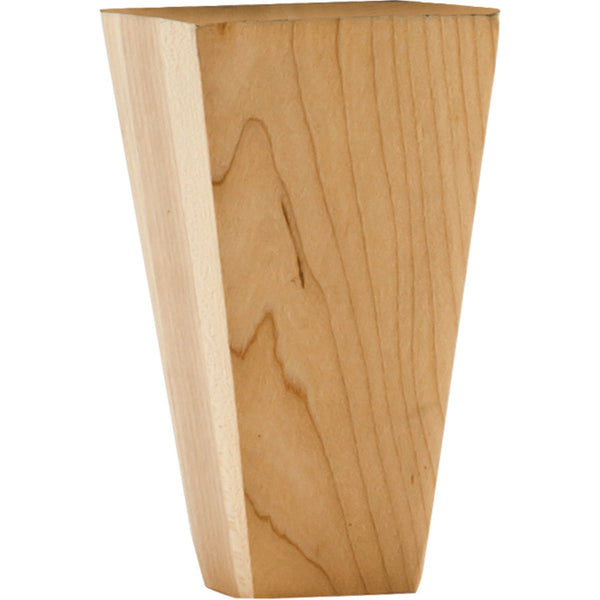 2-1/4" W x 2-1/4" D x 4" H Oak Square Tapered Shaker Bun Foot