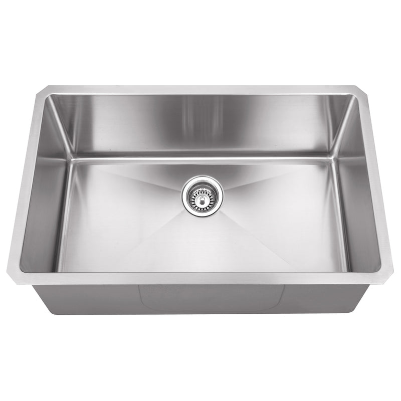 HMS200:  32" L x 19" W x 10" D Undermount 16 Gauge Stainless Steel Single Bowl Sink