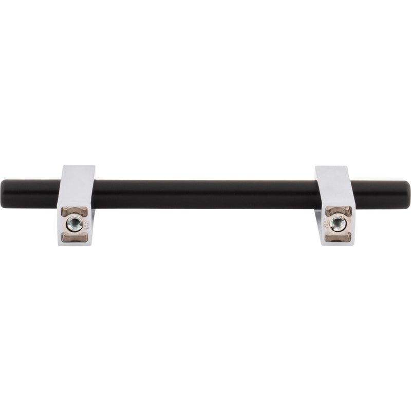 96 mm Center-to-Center Matte Black with Polished Chrome Larkin Cabinet Bar Pull