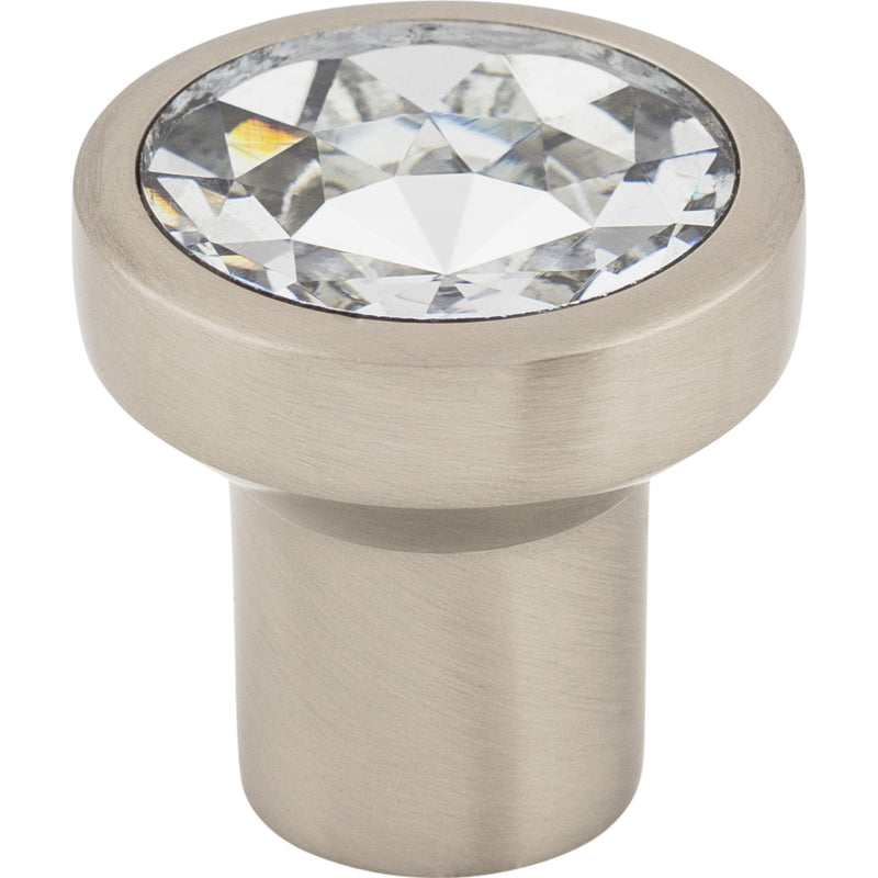 Wentworth Crystal Knob 1 1/8 Inch Brushed Satin Nickel Base