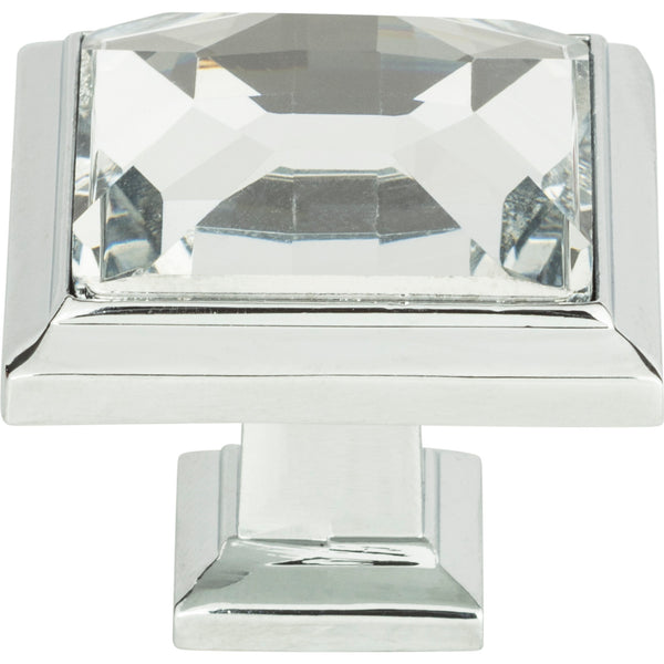 Legacy Crystal Square Knob 1 5/16 Inch Polished Chrome