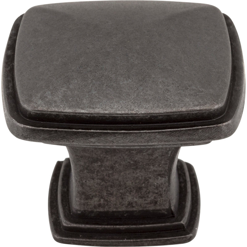 1-3/16" Overall Length Gun Metal Square Milan 1 Cabinet Knob