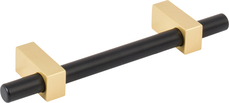 96 mm Center-to-Center Matte Black with Brushed Gold Larkin Cabinet Bar Pull