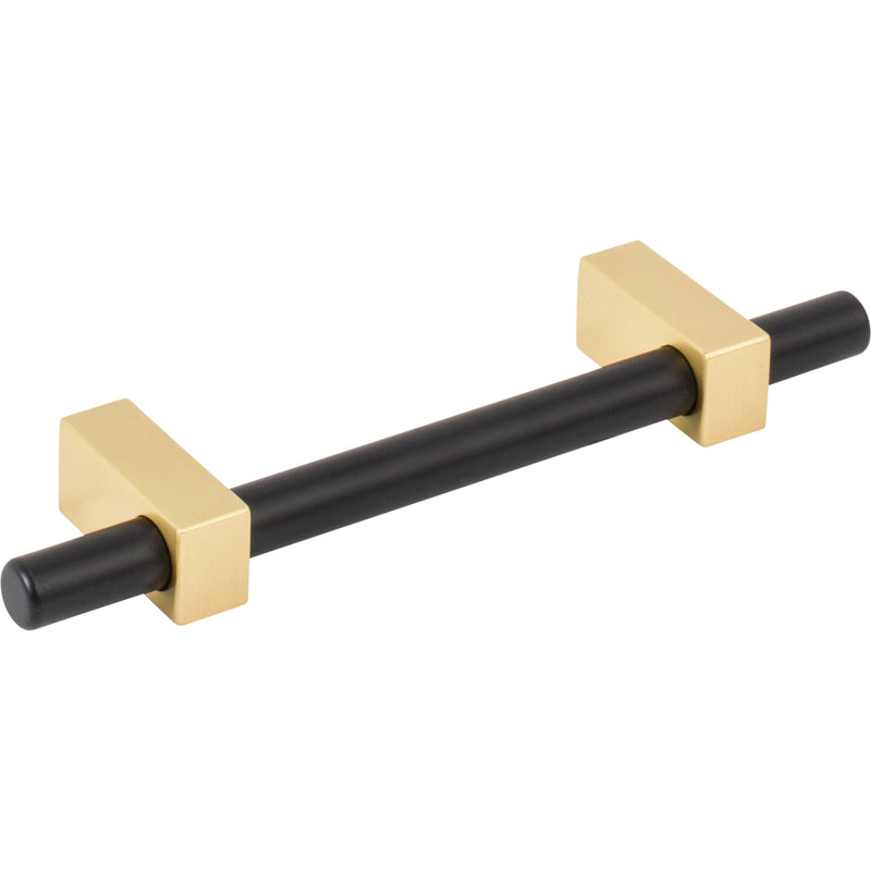 96 mm Center-to-Center Matte Black with Brushed Gold Larkin Cabinet Bar Pull