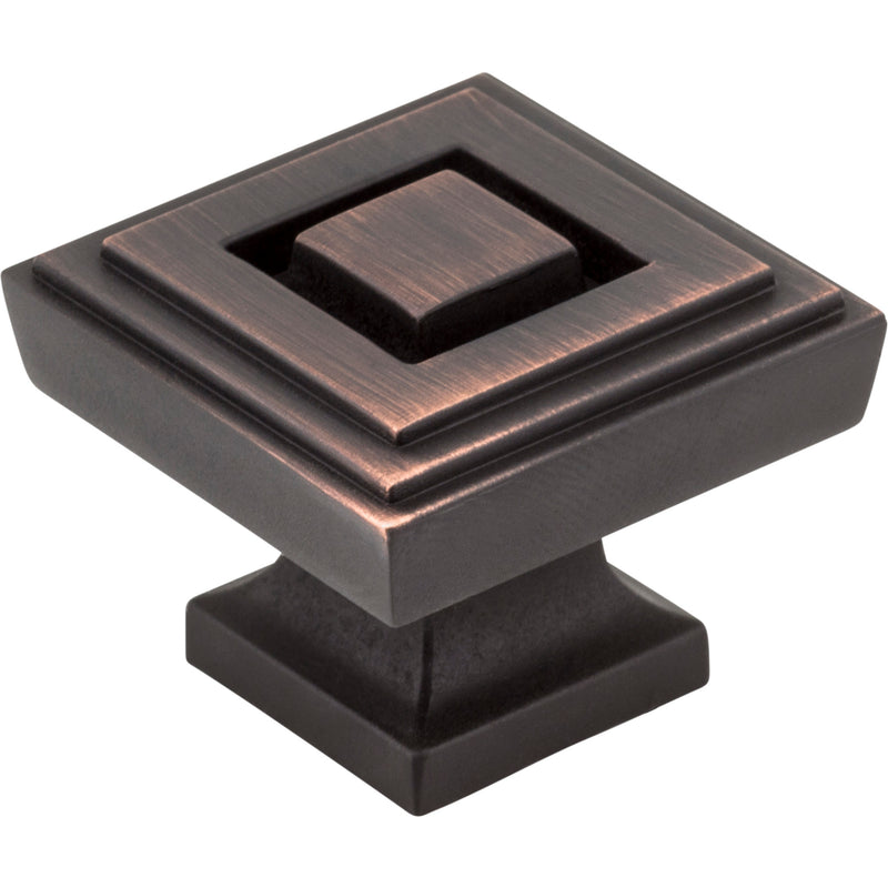 1-1/4" Overall Length Brushed Oil Rubbed Bronze Square Delmar Cabinet Knob