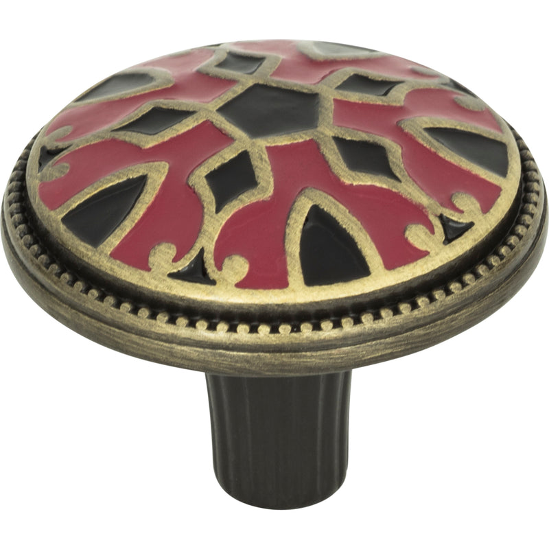 Canterbury Knob 1 1/2 Inch Black & Red