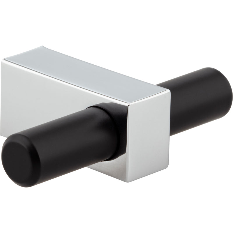 2-3/8" Overall Length Matte Black with Polished Chrome Larkin "T" Knob