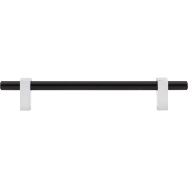 160 mm Center-to-Center Matte Black with Polished Chrome Larkin Cabinet Bar Pull