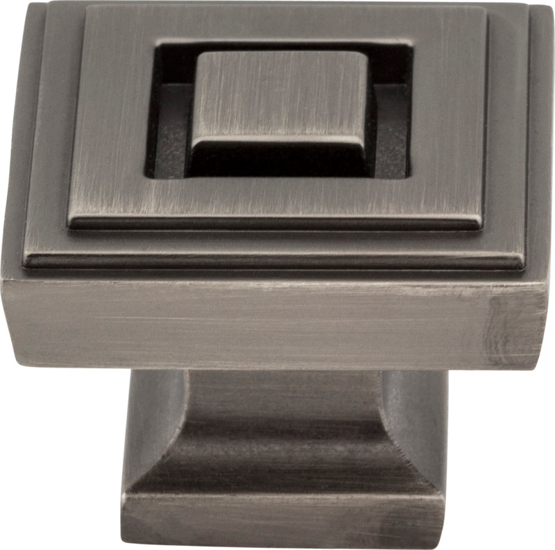 1-1/4" Overall Length Brushed Pewter Square Delmar Cabinet Knob