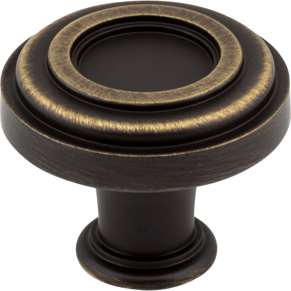 1-3/8" Diameter Antique Brushed Satin Brass Ring Lafayette Cabinet Knob