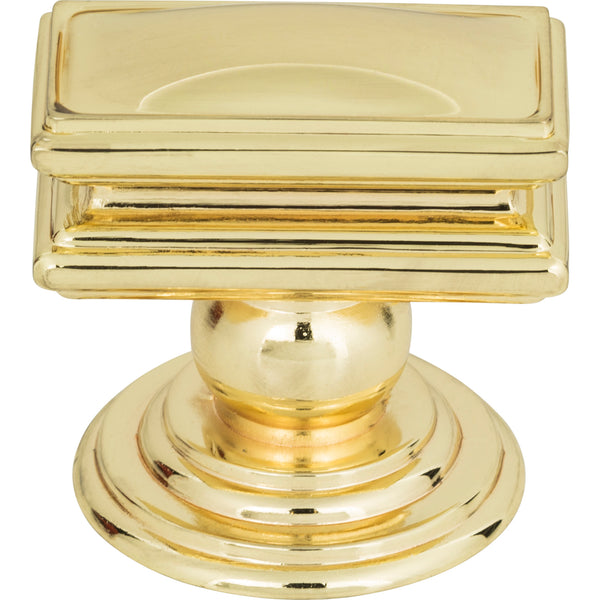 Campaign Rectangle Knob 1 1/2 Inch Polished Brass