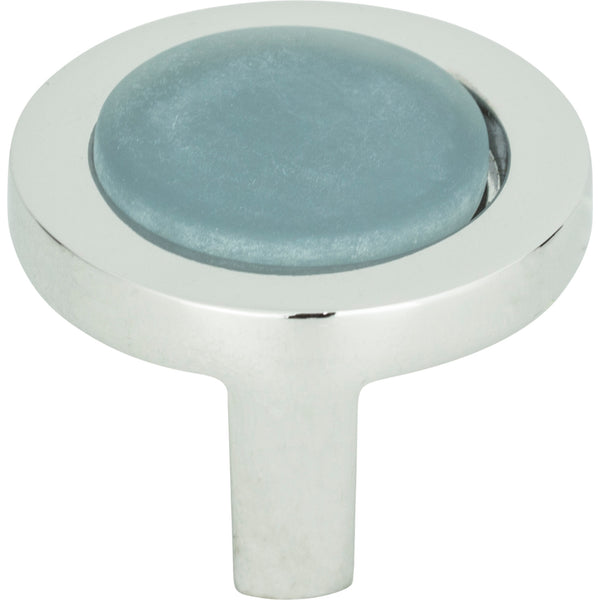 Spa Blue Round Knob 1 1/4 Inch Polished Chrome