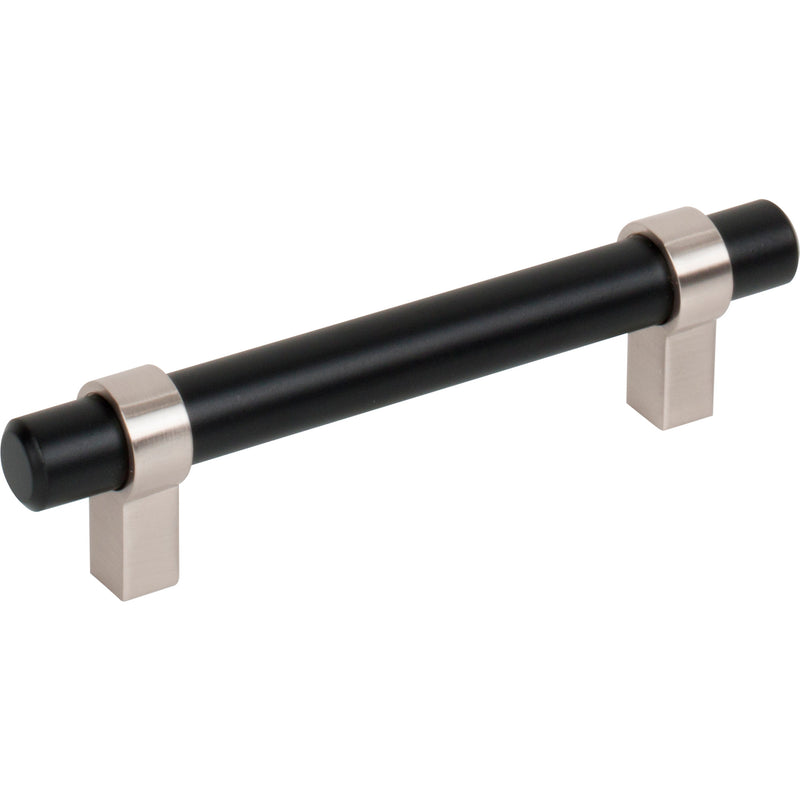 96 mm Center-to-Center Matte Black with Satin Nickel Key Grande Cabinet Bar Pull