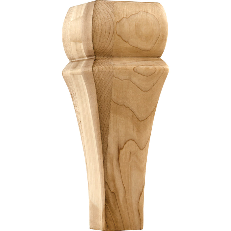 3" W x 3" D x 8" H Hard Maple Square Contemporary Bun Foot