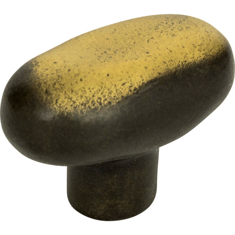 Distressed Oval Knob 1 11/16 Inch Antique Bronze