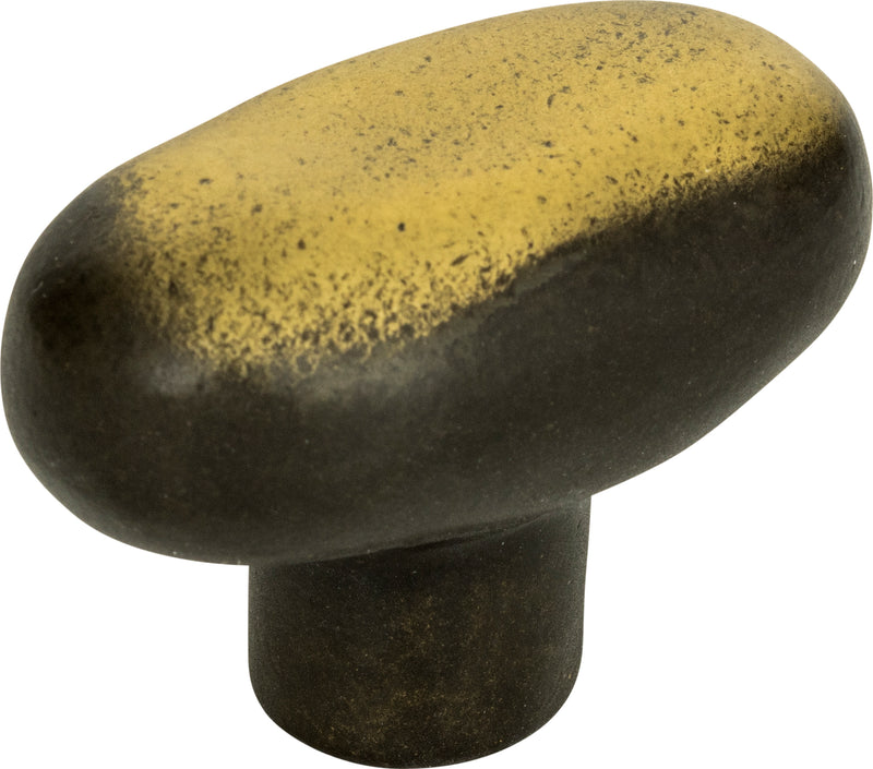Distressed Oval Knob 1 11/16 Inch Antique Bronze