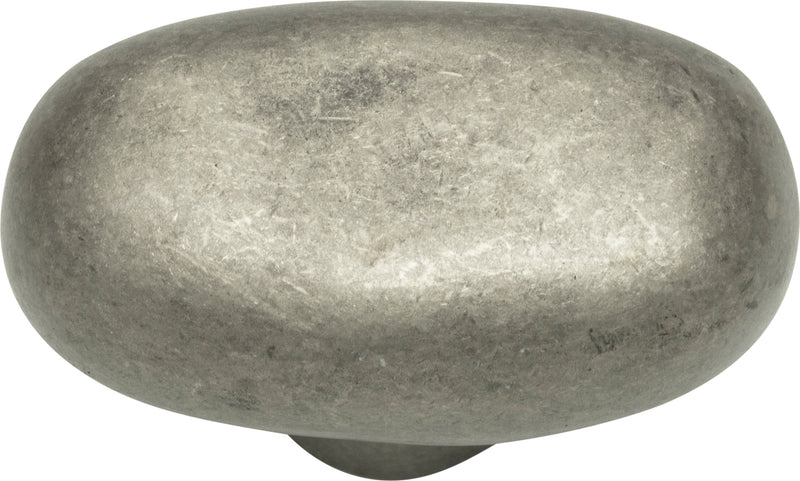 Distressed Oval Knob 1 11/16 Inch Pewter