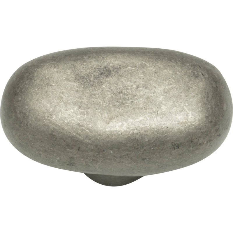 Distressed Oval Knob 1 11/16 Inch Pewter