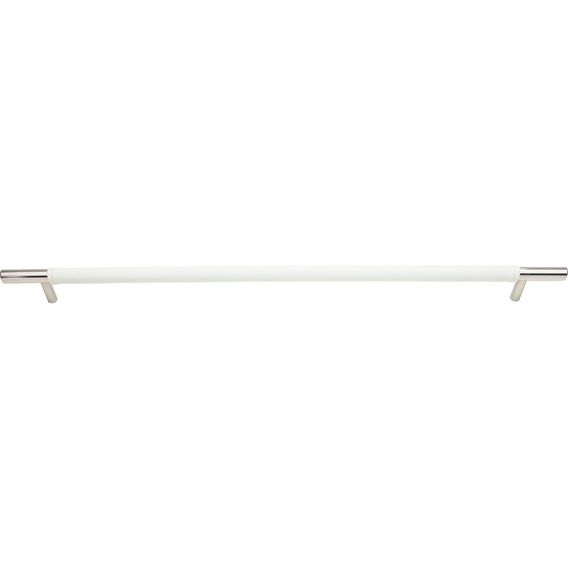 Zanzibar White Appliance Pull 17 Inch (c-c) Leather Polished Chrome